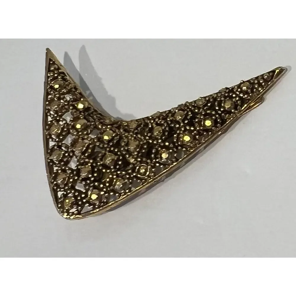 NEW Beautiful Unique Mid Century Vintage Layered Gold Tone Boomerang Hair Clip